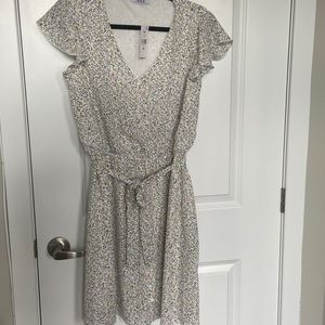 Floral tie waist dress